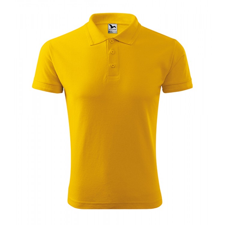 Polo da uomo in Piqué 65% cotone 35% poliestere, grammatura 200 g/m², colletto e bordo manica a nervature