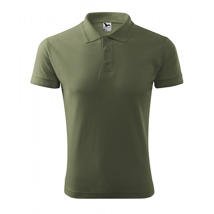 Polo da uomo in Piqué 65% cotone 35% poliestere, grammatura 200 g/m², colletto e bordo manica a nervature