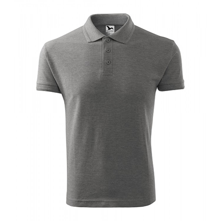 Polo da uomo in Piqué 65% cotone 35% poliestere, grammatura 200 g/m², colletto e bordo manica a nervature