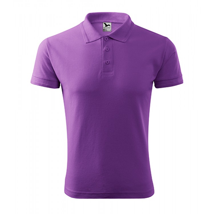 Polo da uomo in Piqué 65% cotone 35% poliestere, grammatura 200 g/m², colletto e bordo manica a nervature