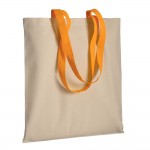 Natural cotton bag with coloured handles