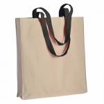 Natural cotton bag with coloured handles