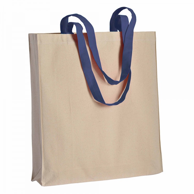 Natural cotton bag with coloured handles