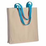 Natural cotton bag with coloured handles