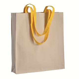 Natural cotton bag with coloured handles