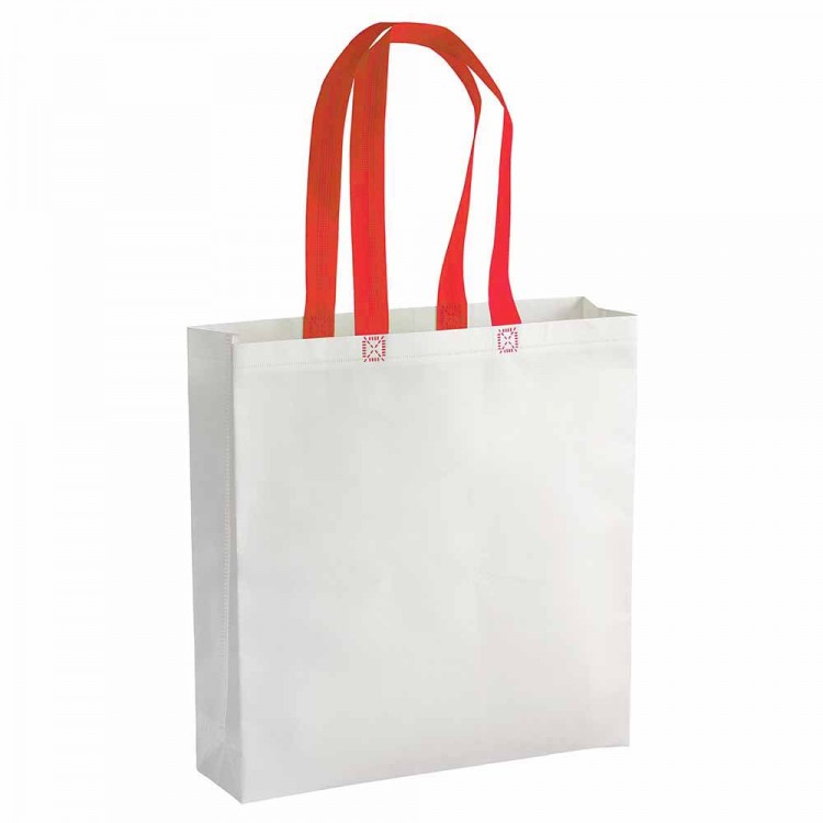 Non-woven bag with colored handles