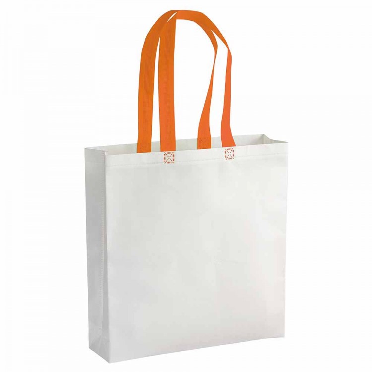 Non-woven bag with colored handles