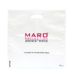 Plastic shopping bags for stores with bean-shaped handles, customizable and durable