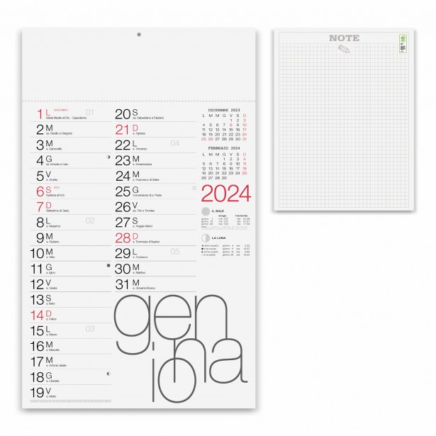 Calendario 2024 da muro mensile, 12 fogli, su cartapatinata,termosaldato  Testi in italiano - Calendari olandesi 