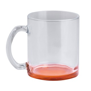 Glass cup with colored bottom