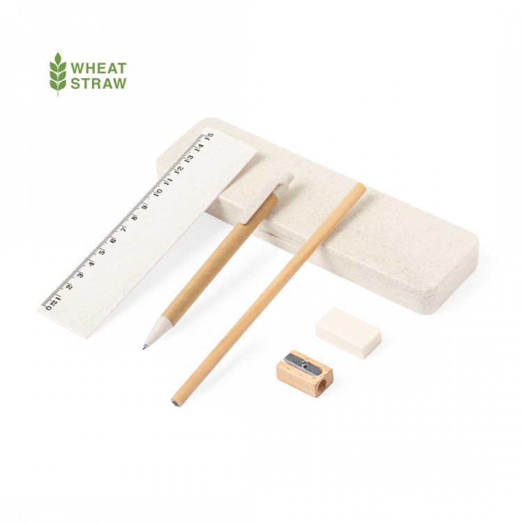 Writing set made of wheat fibre