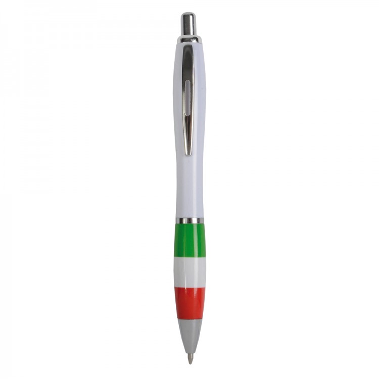 Penna a sfera in plastica con tricolore Italia, inchiostro nero