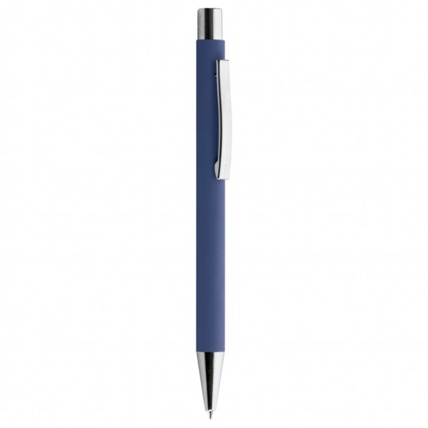 Penna a sfera soft-touch con stilo Rosso-Cromato Inchiostro Blu