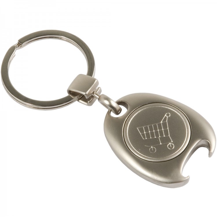 Metal keyring with trolley token