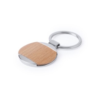 Metal and wood keyring