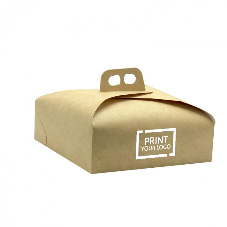 Eco-friendly bio cake boxes made from biodegradable cellulose cardboard with kraft brown bottom