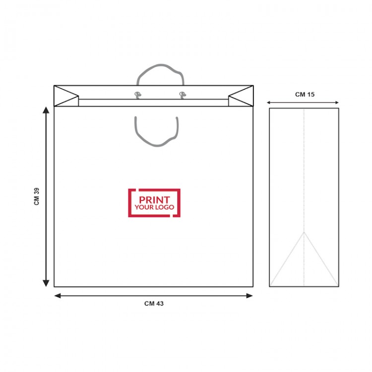 Bolsa de papel brillante 43+15x39 cm con logotipo personalizado impreso